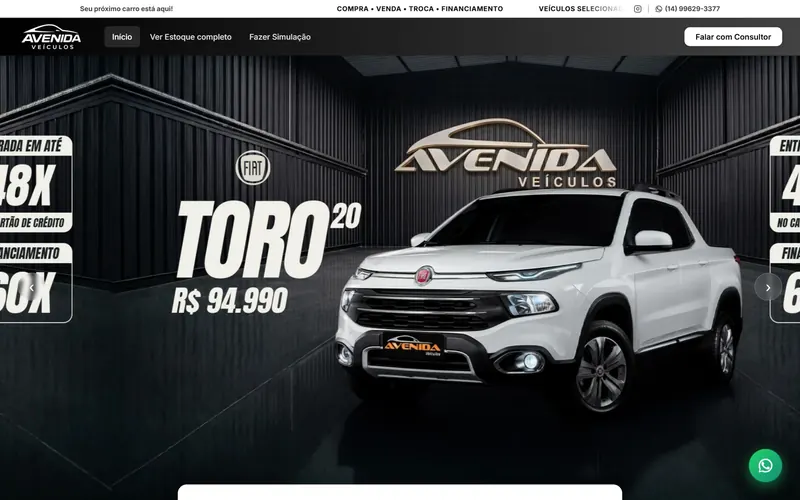 Site da Avenida Veículos